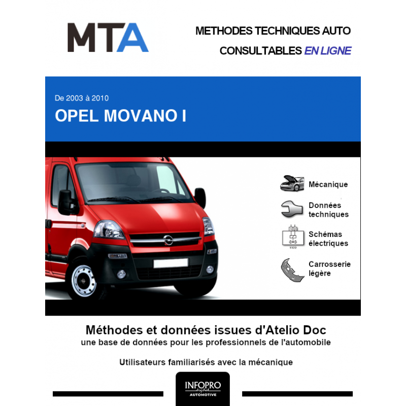 MTA OPEL MOVANO I Phase 2 Plateau Double Cabine 4 Portes 2003 2010