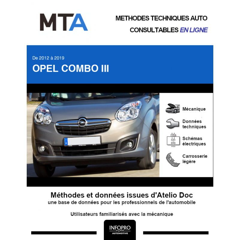 MTA OPEL COMBO III Plateau Double Cabine 4 Portes 2012 2019