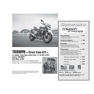 Pack RMT 173 TRIUMPH STREET TRIPLE (2013 à 2014) et SYM GTS 125 (2010 à 2013)+PDF