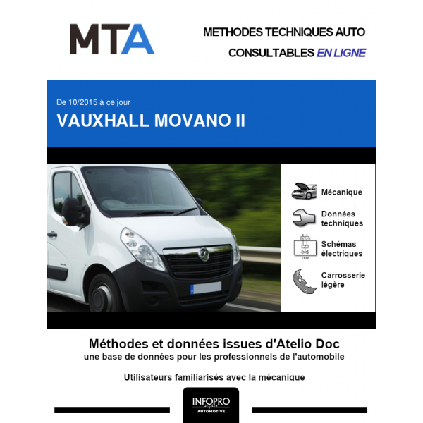 MTA Vauxhall Movano II COMBI 5 portes de 10/2015  ce jour