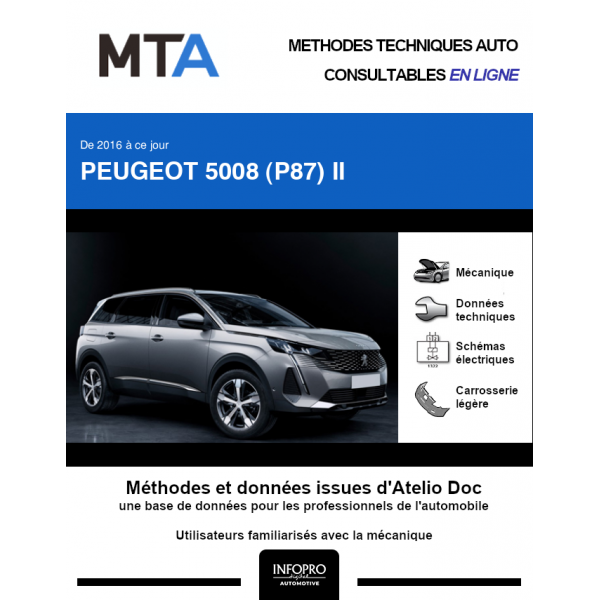 MTA Peugeot 5008 II MONOSPACE 5 portes de 09/2020 à ce jour