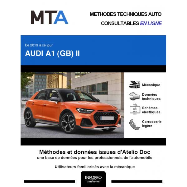 MTA Audi A1 II HAYON 5 portes de 09/2019 à ce jour