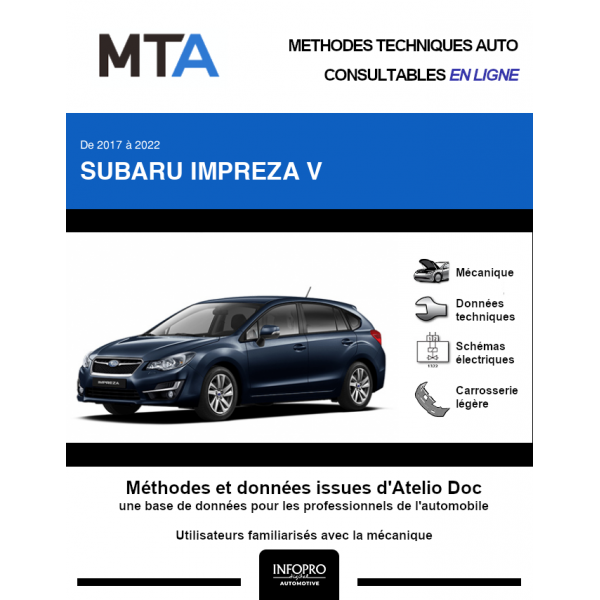 MTA Subaru Impreza V HAYON 5 portes de 02/2017  ce jour