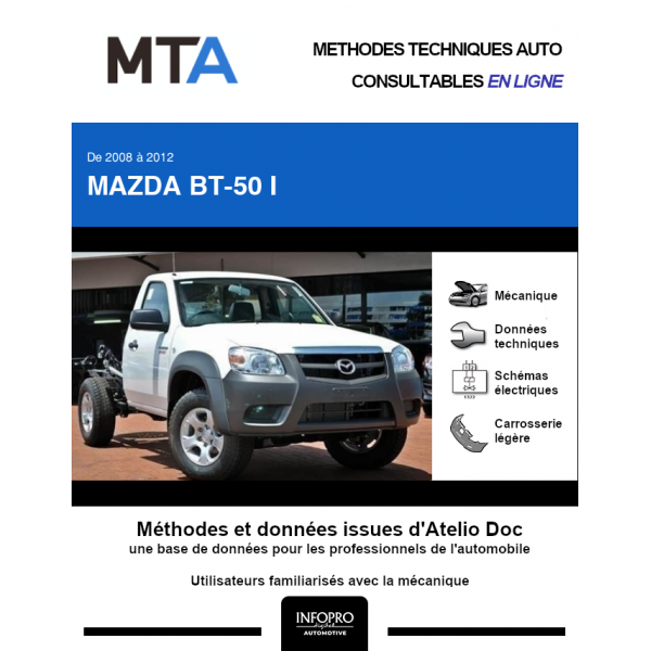 MTA Mazda Bt-50 I CHASSIS CABINE 2 portes de 10/2008 à 01/2012