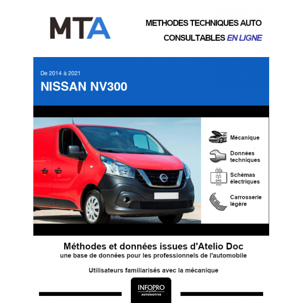 MTA Nissan Nv300 FOURGON 4 portes de 10/2015 à ce jour