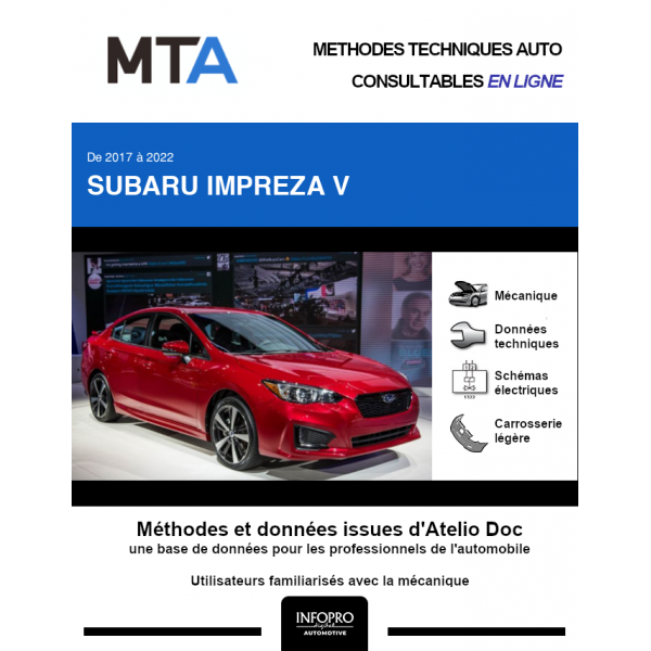 MTA Subaru Impreza V BERLINE 4 portes de 02/2017  ce jour