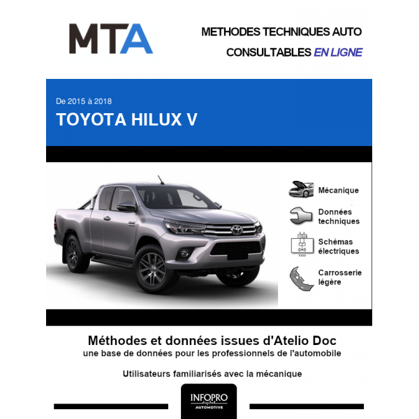 MTA Toyota Hilux V PICKUP 2 portes de 12/2015  ce jour