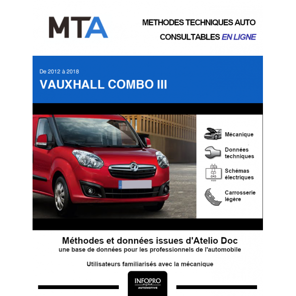 MTA Vauxhall Combo III FOURGON 3 portes de 01/2012  ce jour