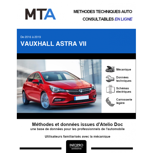 MTA Vauxhall Astra VII HAYON 5 portes de 10/2015  ce jour