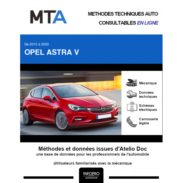 MTA Opel Astra V HAYON 5 portes de 10/2015 à 05/2020