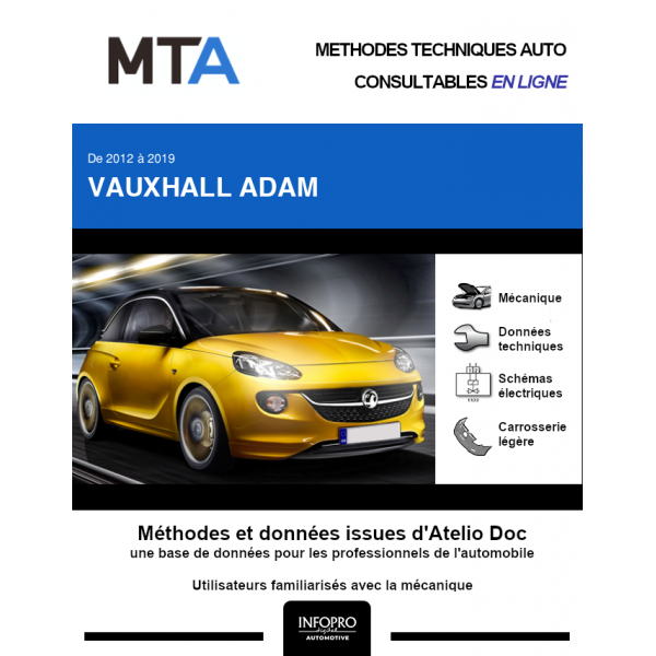 MTA Vauxhall Adam HAYON 3 portes de 09/2012  ce jour