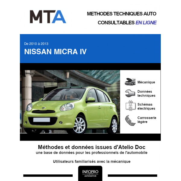 MTA Nissan Micra IV HAYON 5 portes de 11/2010 à 12/2013