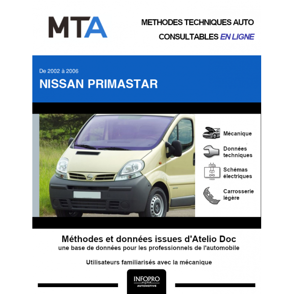 MTA Nissan Primastar CHASSIS CABINE 2 portes de 10/2002 à 08/2006