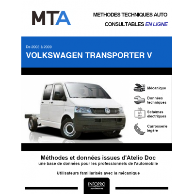 MTA Volkswagen Transporter V CHASSIS DOUBLE CABINE 4 portes de 06/2003 à 08/2009