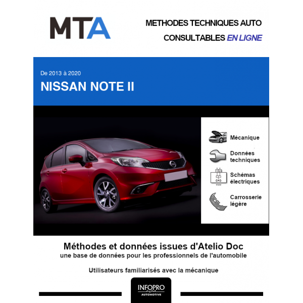 MTA Nissan Note II HAYON 5 portes de 09/2013 à ce jour