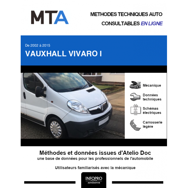 MTA Vauxhall Vivaro I PLATEAU 2 portes de 08/2006  03/2015