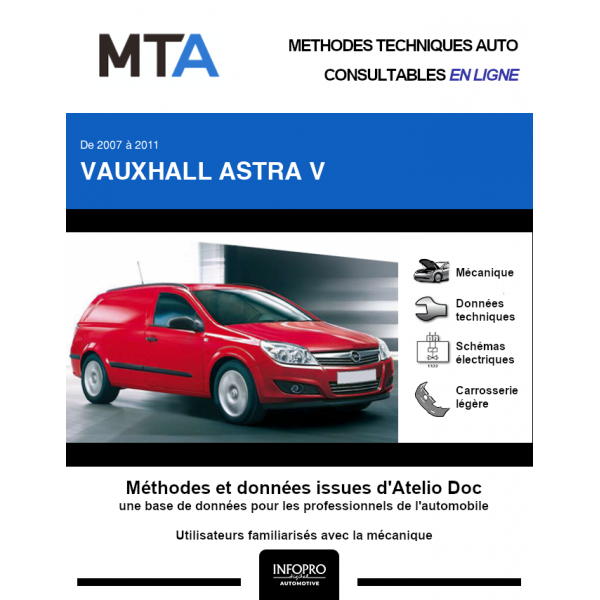 MTA Vauxhall Astra V FOURGON 3 portes de 01/2007  12/2011