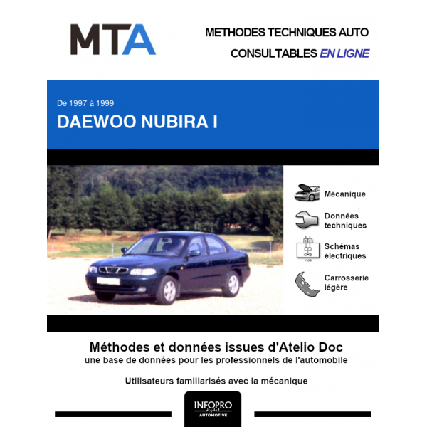 MTA Daewoo Nubira I BERLINE 4 portes de 10/1997 à 09/1999