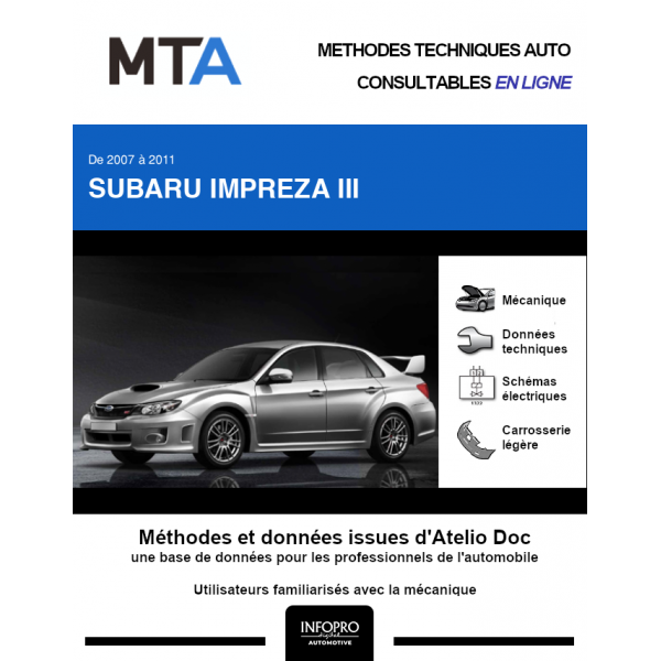 MTA Subaru Impreza III BERLINE 4 portes de 11/2007  12/2011