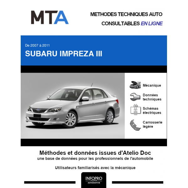 MTA Subaru Impreza III HAYON 5 portes de 09/2007  12/2011