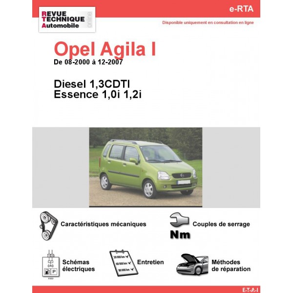 Revue Technique Opel Agila I Essence Et Diesel (RTA) - Site Officiel ETAI