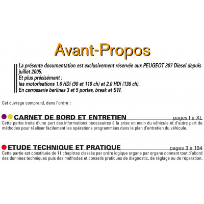 RTA PDF B707 - PEUGEOT 307 phase 2 (2005 à 2008) - Diesel