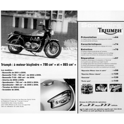 RMT 141 - YAMAHA DT 125 (2004 à 2006) - TRIUMPH moteurs 790 et 865 cm3 (2001 à 2006)