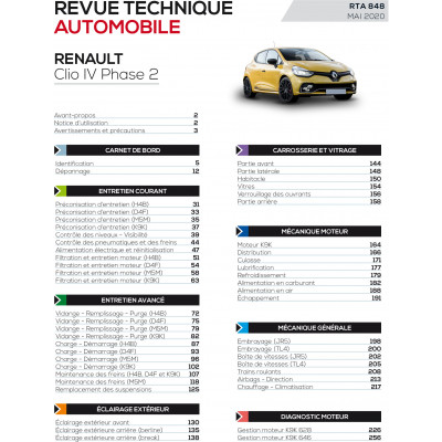 RTA PDF 848 - RENAULT CLIO IV phase 2 (2016 à 2019)