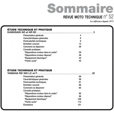 RMT PDF 52 - KAWASAKI AE et AR 80 (1980 à 1984) - YAMAHA RD 350 LC et F (1983 à 1990)