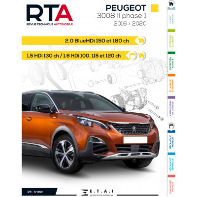 RTA 852 - PEUGEOT 3008 II phase 1 (2016 à 2020) - Diesel