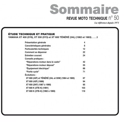 RMT 50 - YAMAHA XT 400-550 (1982 et 1983) et XT 600 (1983 à 1995)